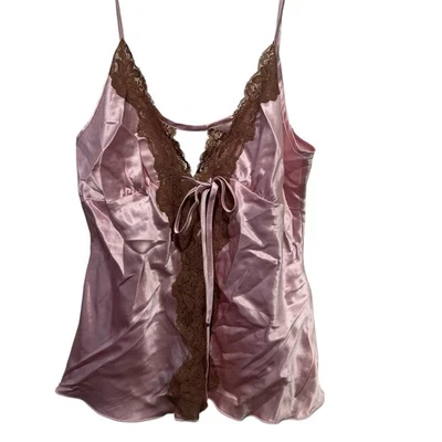 VTG VICTORIA’S SECRET Camisole Size Medium Lace Silk Coquette Sleep Top - Image 1 of 4
