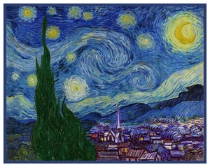 Starry Starry Night Impressionist Vincent Van Gogh Counted Cross Stitch Pattern - Picture 1 of 9
