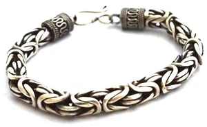 Pulseras grandes pesadas de cadena de plata esterlina 925 de Bali/bizantinas. Varios tamaños - Imagen 1 de 53