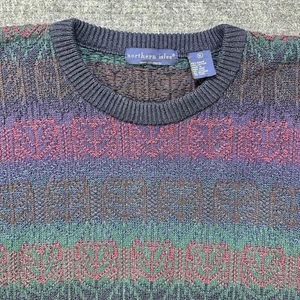 Vintage 90s Sweater Mens Extra Large Multicolor Striped Patterned Grandpa - Picture 1 of 14