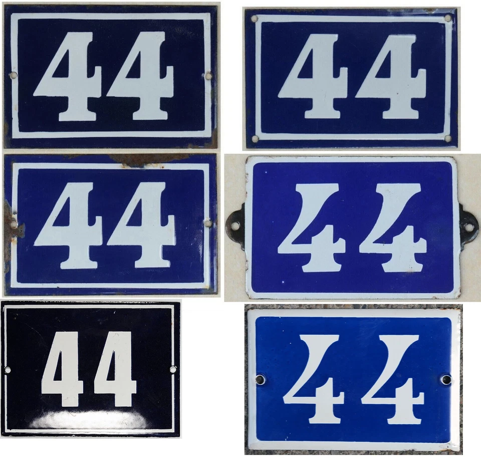 Antiga casa francesa azul número 44 porta portão parede cerca placa placa placa - Imagem 1 de 1