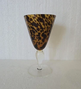 Global Amici Safari Leopard Tortoise Wine Water Goblet Handblown Glass Jungle - Picture 1 of 6