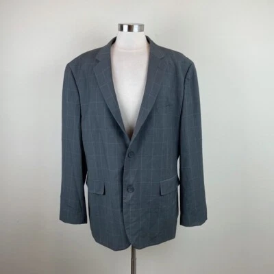 Chaqueta Blazer Abrigo Deportivo Hombre 46 Nautica Gris Blanco Rayas Botón Frontal Foto 1 de 4