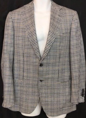 Cesare Attolini Jacket Blue Brown And White Stitched Trim Two Button Size 40 R - Image 1 of 4