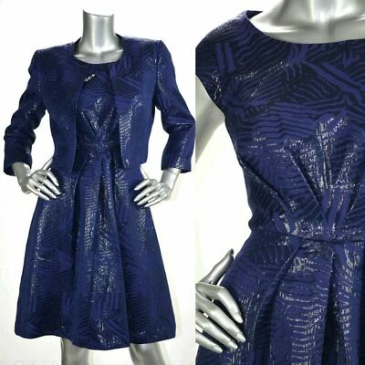 👗$280 Nipon Boutique Púrpura Brillante Vestido Traje Chaqueta Traje Vestido ~ 6 M3020 Foto 1 de 4