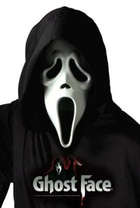 Official SCREAM Ghost Face Mask with Shroud Halloween Movie Vinyl Mask Hood 14+ - Picture 1 of 2