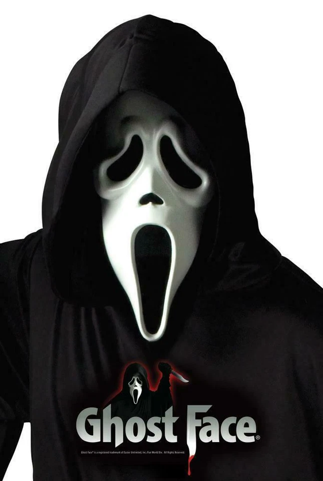 Official SCREAM Ghost Face® Mask with Shroud Halloween Movie Vinyl Mask Hood 14+ - Image 1 of 1