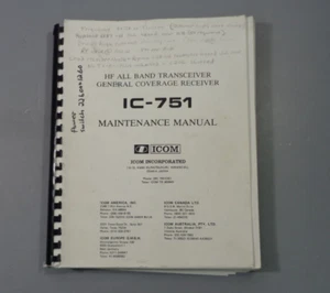 IC-751A Icom Service Manual, Reprint From Icom - Zdjęcie 1 z 3