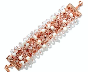 NIB R.J. Graziano "Pretty, Pretty" 7-1/4" Cluster Bracelet-Rosetone-Glass Beads - Picture 1 of 6