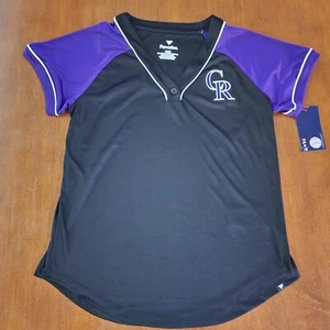 Fanatics Women's Colorado Rockies Ultimate Style Raglan V-Neck T-Shirt Black MED - Picture 1 of 6