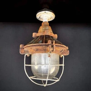 Vintage Bulk Head Industrial Cage Light (GEC) - Ceiling Light - Picture 1 of 10