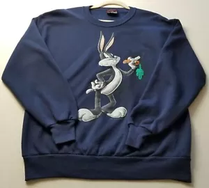 Sudadera Vintage Bugs Bunny Adulto Grande L Azul Elmer Fudd Looney Tunes Años 90 Top - Imagen 1 de 14