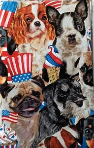 David Textiles Cotton Fabric - Patriotic Dogs - 22 inches - H-320-A - Picture 1 of 6