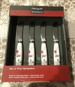 Pfaltzgraff Winterberry 4PC Spreader Set with Holly & Berry Design #5065056 NEW - Picture 1 of 12