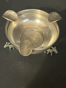 Antique Sterling Silver 1922 Colombian Coin Bottom Donkey Legs Ash Tray - Picture 1 of 8