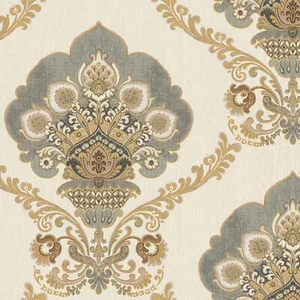 Wallquest Chatsworth Damask Gold Wallpaper Classic Traditional Acrylic Coated - Picture 1 of 6