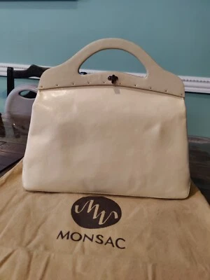Bolso de mano Monsac vintage de cuero genuino con cáscara de huevo raro clásico Foto 1 de 4