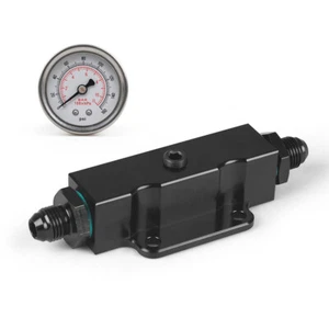 Filtro de combustible en línea de aluminio AN6 con medidor de presión de combustible de aceite 1/8NPT 0-160 PSI - Imagen 1 de 12