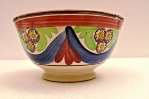 Antique Hand Painted Mochaware Style Bowl Floral Swag Pattern 6.5 Inch Ceramic - Picture 1 of 13