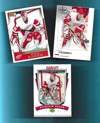 ¡LOTE DE 3 TARJETAS! DETROIT RED WINGS! DOMINIK HASEK Fleer/Cubierta Superior ¡AFILADO! Foto 1 de 2