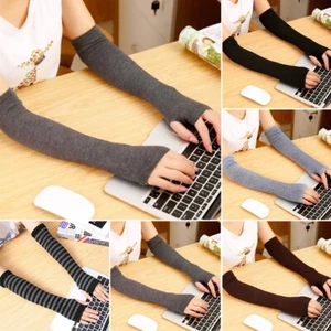 Women Warm Gloves Solid Warmers Cashmere Soft Polyester Fingerless Gloves - Picture 1 of 16