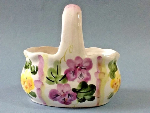 A Lovely Decorative Ceramic Basket w/ Floral Design Cover