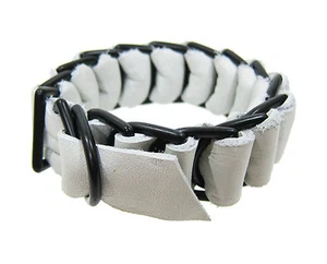 NEW DAVID GALAN White Military Leather Bracelet -70% OFF - Foto 1 di 3