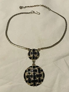 Vintage Art Deco Halskette schwarz & Strass goldfarben - Bild 1 von 4