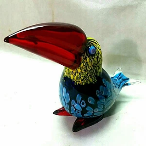 Murano Glass Italia Venetian Parrot Bird Figurine 13.4inch - Picture 1 of 10