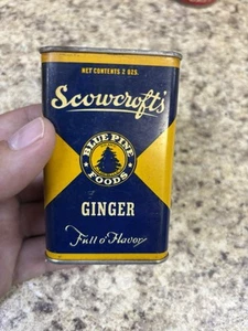 Antique Scowcrofts Blue Pine Ginger tin - Picture 1 of 6