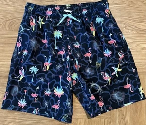 Boys 10-12 Swim Trunks Floral Flamingo 3 Pockets Boy’s Swimsuit Hawaiian - Picture 1 of 5