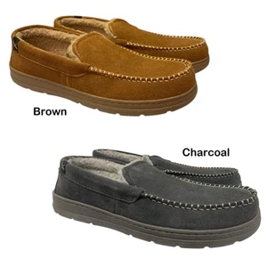 Eddie Bauer Men's Loudon Suede Memory Foam Faux Fur Slipper - Picture 1 of 13