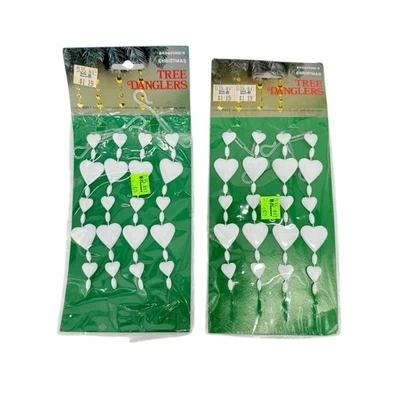 Vintage MCM Bradford Árvore de Natal Enfeites Dangler Corações Brancos 2 Pacotes - Imagem 1 de 3