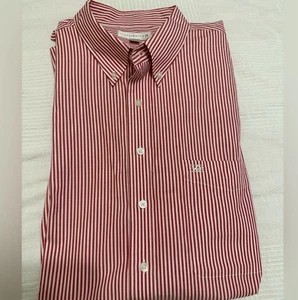 ⭐️⭐️ Cutter & Buck Short Sleeve Button Up Red Striped Dress Shirt Sz 3XLT A4 - Picture 1 of 8