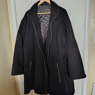 Bugatti Wool Cashmere Blend Zip Snap Long Coat Overcoat Jacket Mens 48 Black - Image 1 of 4