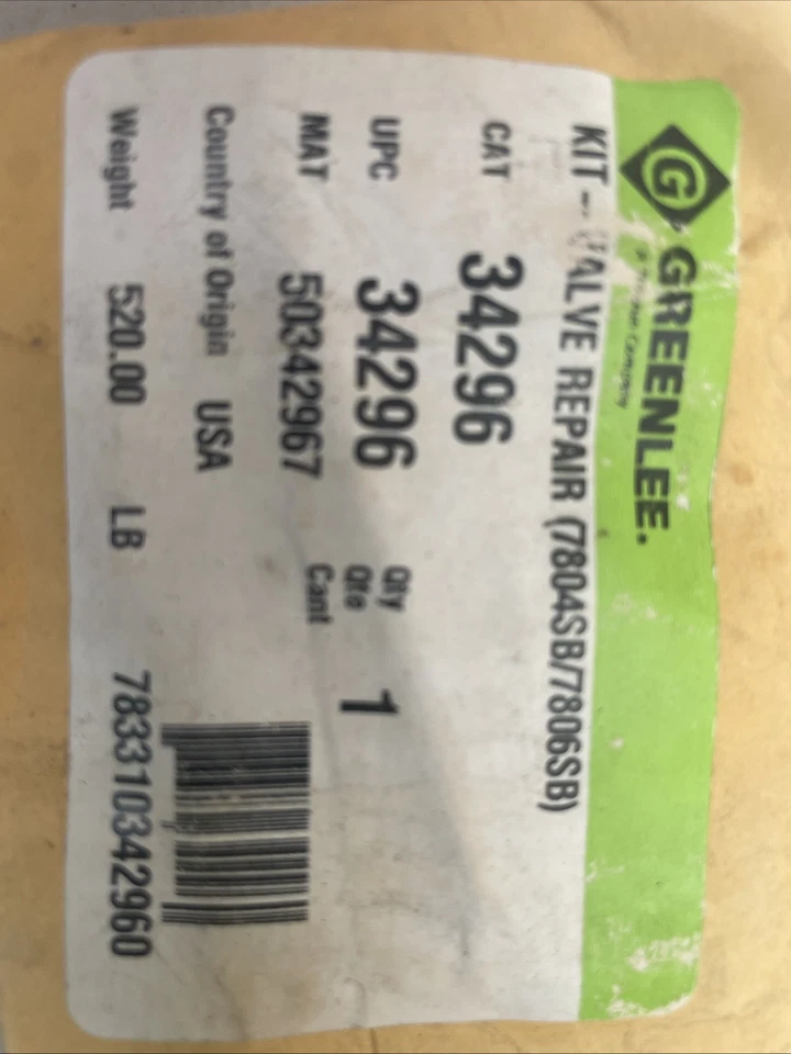 Greenlee 34296 Valve Repair - Image 1 of 1