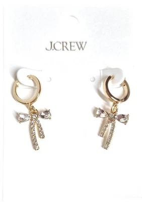 Pendientes de aro con arco de cristal colgantes de fábrica J.Crew enchapado en oro cristal CN954 nuevos Foto 1 de 4