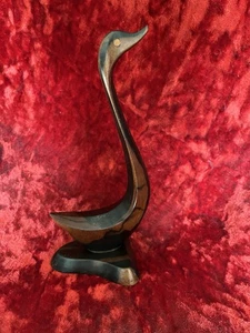 Vintage MCM Hand Carved Wood Swan Sculpture - Picture 1 of 6