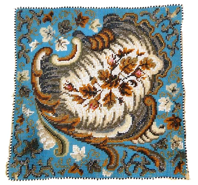 Tuch mit Glasperlenstickerei 19 Jh. - Bild 1 von 4