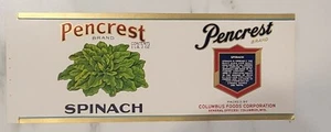LABEL Can Pencrest Columbus Wisconsin Spinach - Picture 1 of 1