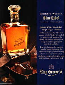 JOHNNIE WALKER WHISKY AD #32 RARE "KING GEORGE V. EDITION BLUE LABEL" - Picture 1 of 1