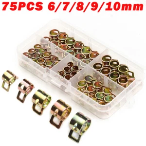 75pcs 6/8/10mm Car Spring Clips Clamps Fuel Oil Lines Silicone Vacuum Hoses Kit - Picture 1 of 10