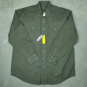 NUOVO Roper Western Pearl Snap Shirt Uomo 2XL Verde Tinto a Pigmenti Fatto per Sbiadire - Foto 1 di 13