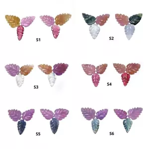 Juego de 6 piezas de hojas talladas a mano bicolor piedras preciosas de zafiro multicolor para hacer pendientes - Imagen 1 de 7