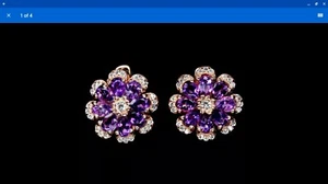 NATURALE 5 X 7 mm. ORECCHINI IN ARGENTO STERLING 925 MULTICOLORE OPALE E ZIRCONI BIANCHI  - Foto 1 di 3