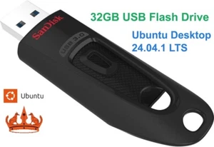 Ubuntu Desktop 24.04.1 LTS Linux Live OS 32GB Bootable SanDisk USB Flash Drive - Picture 1 of 11
