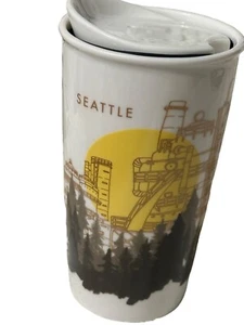 Starbucks Seattle Ceramic Travel Mug With Lid 12 Fl Oz 2015 Limited Edition - Picture 1 of 6
