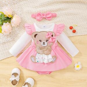 Newborn New Born Overalls Jumpsuits 95% Cotton Embroidered Bear Romper with