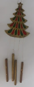 Carillón de viento de árbol de Navidad vintage de vidrieras y metal fundido decoración de Japón - Imagen 1 de 9