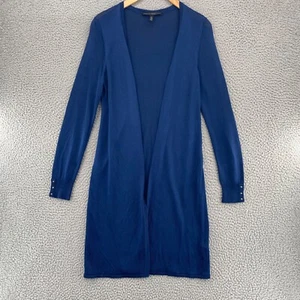 White House Black Market Sweater Womens Small Blue Longline Open Knit Cardigan - Picture 1 of 10